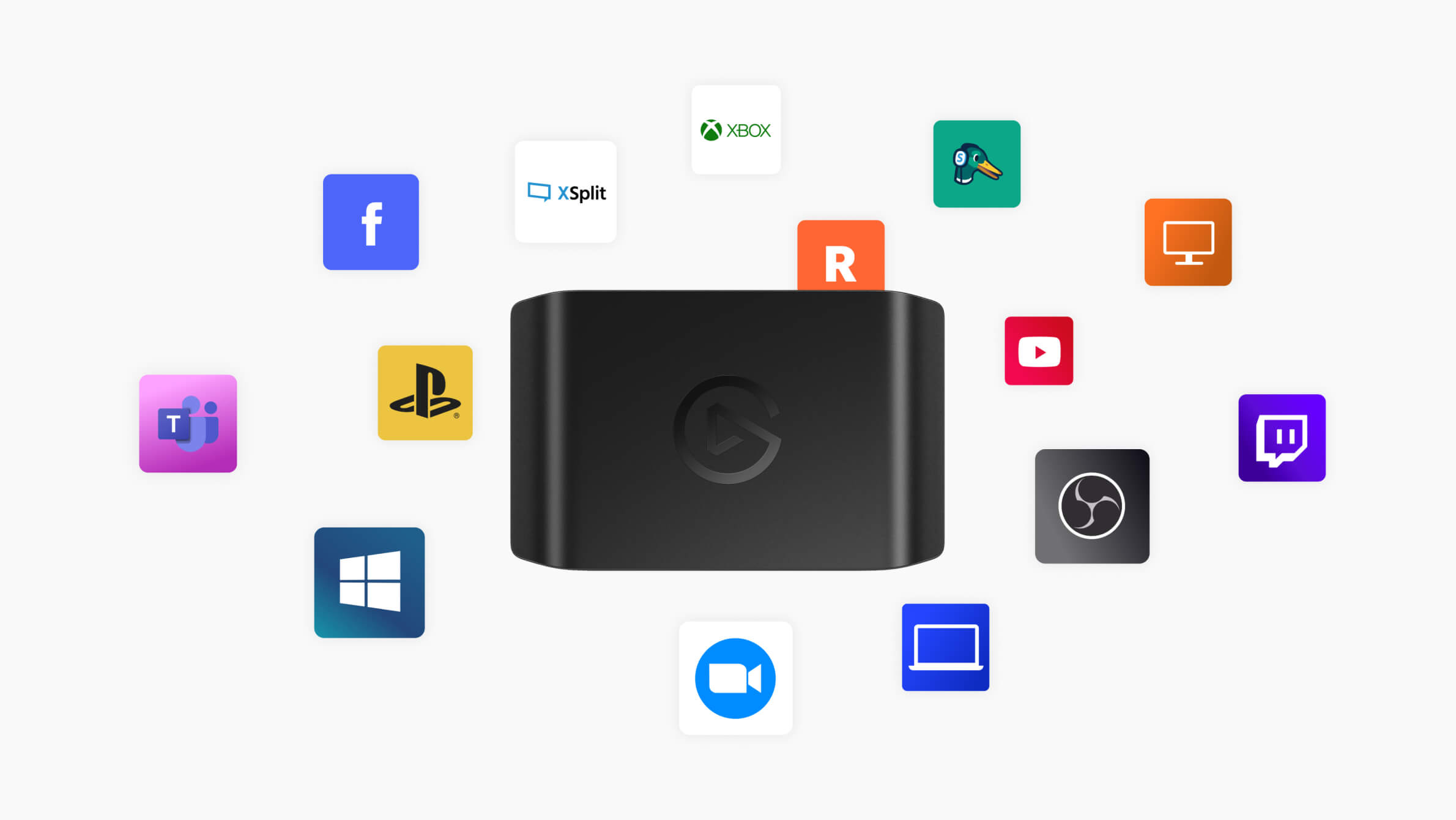 HD60 X with icons of apps floating around it