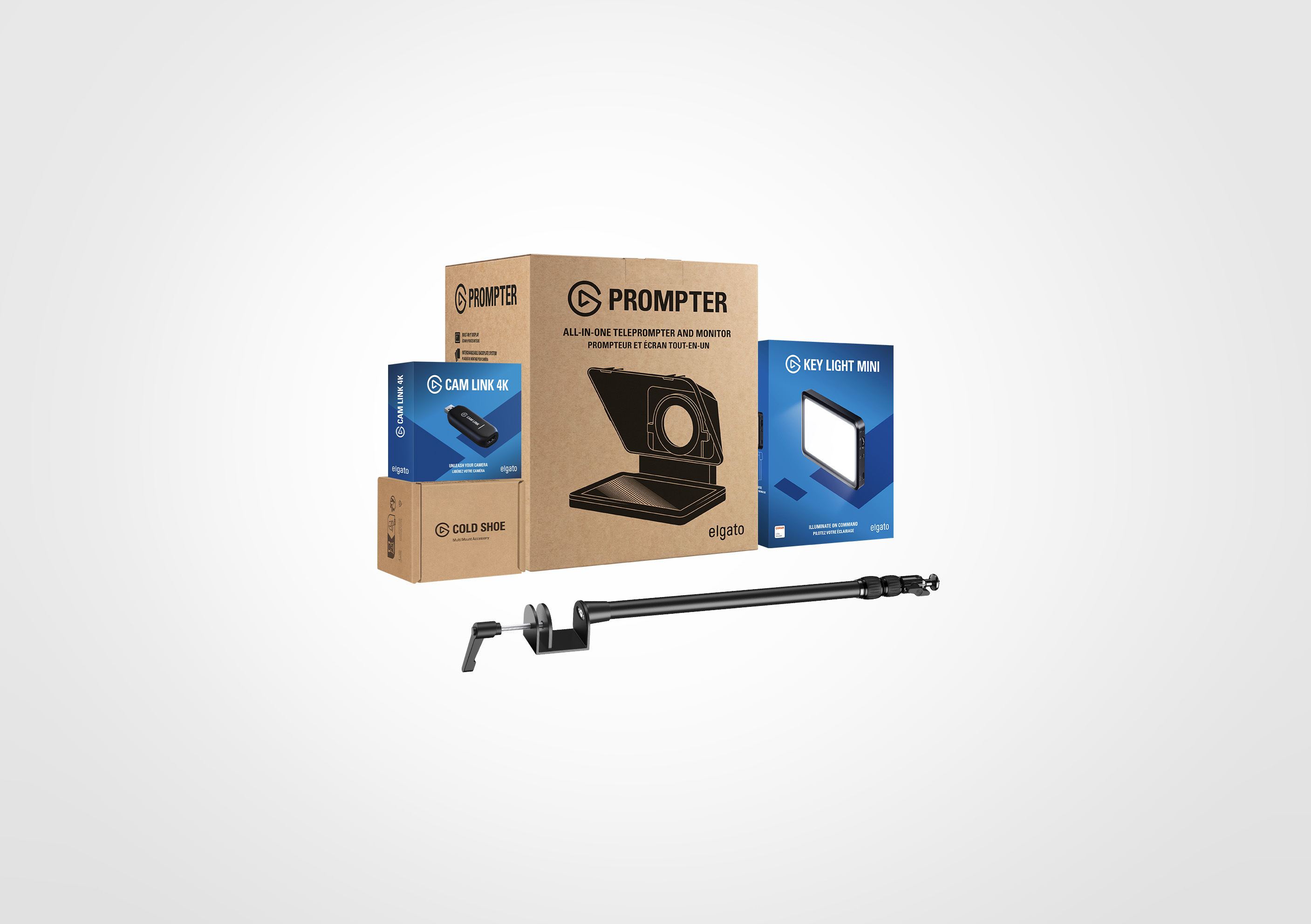 Prompter Mounted Cam Bundle + Key Light Mini