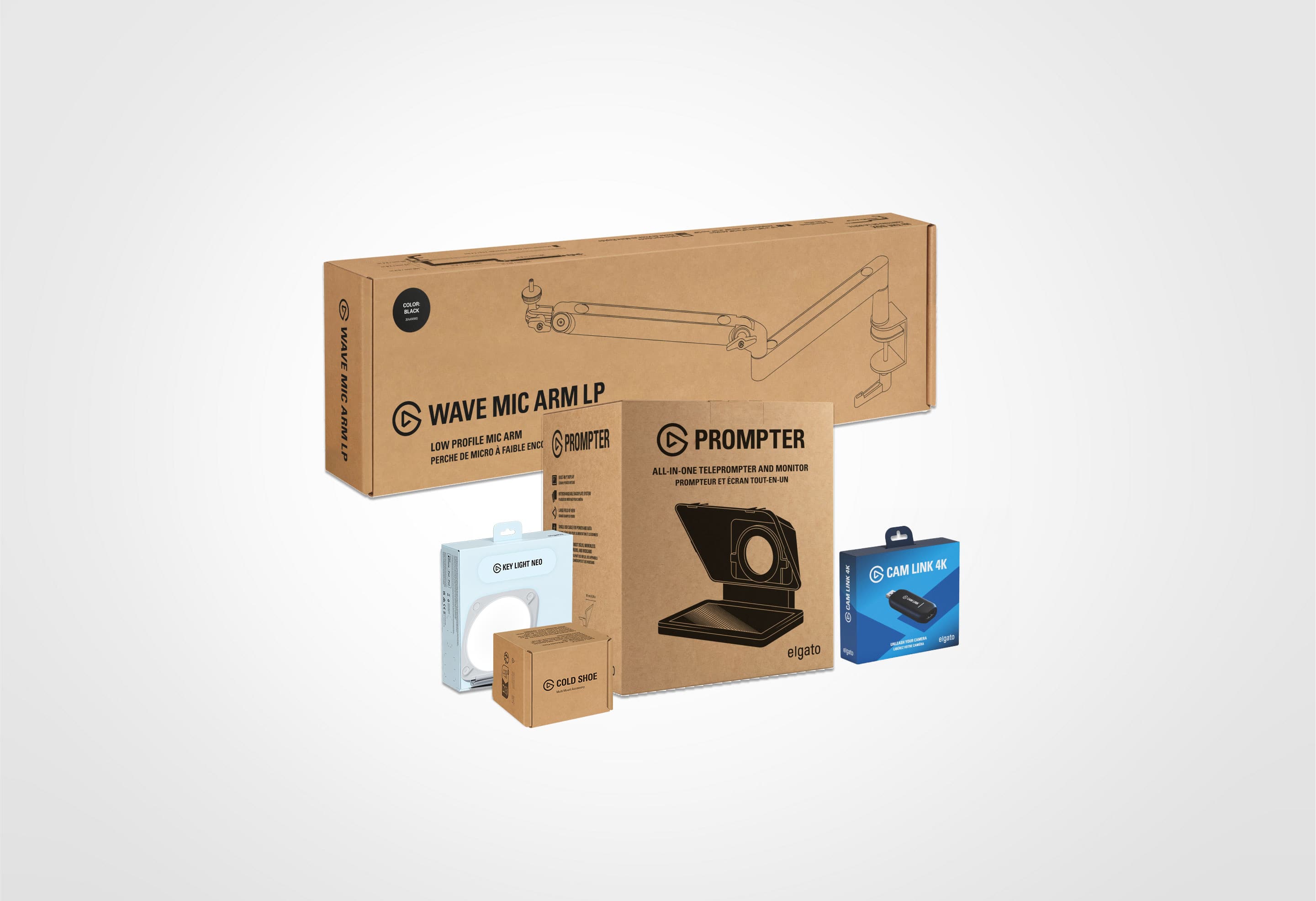 Prompter Boom Cam Bundle + Key Light Neo (White, without Monitor Mount ...