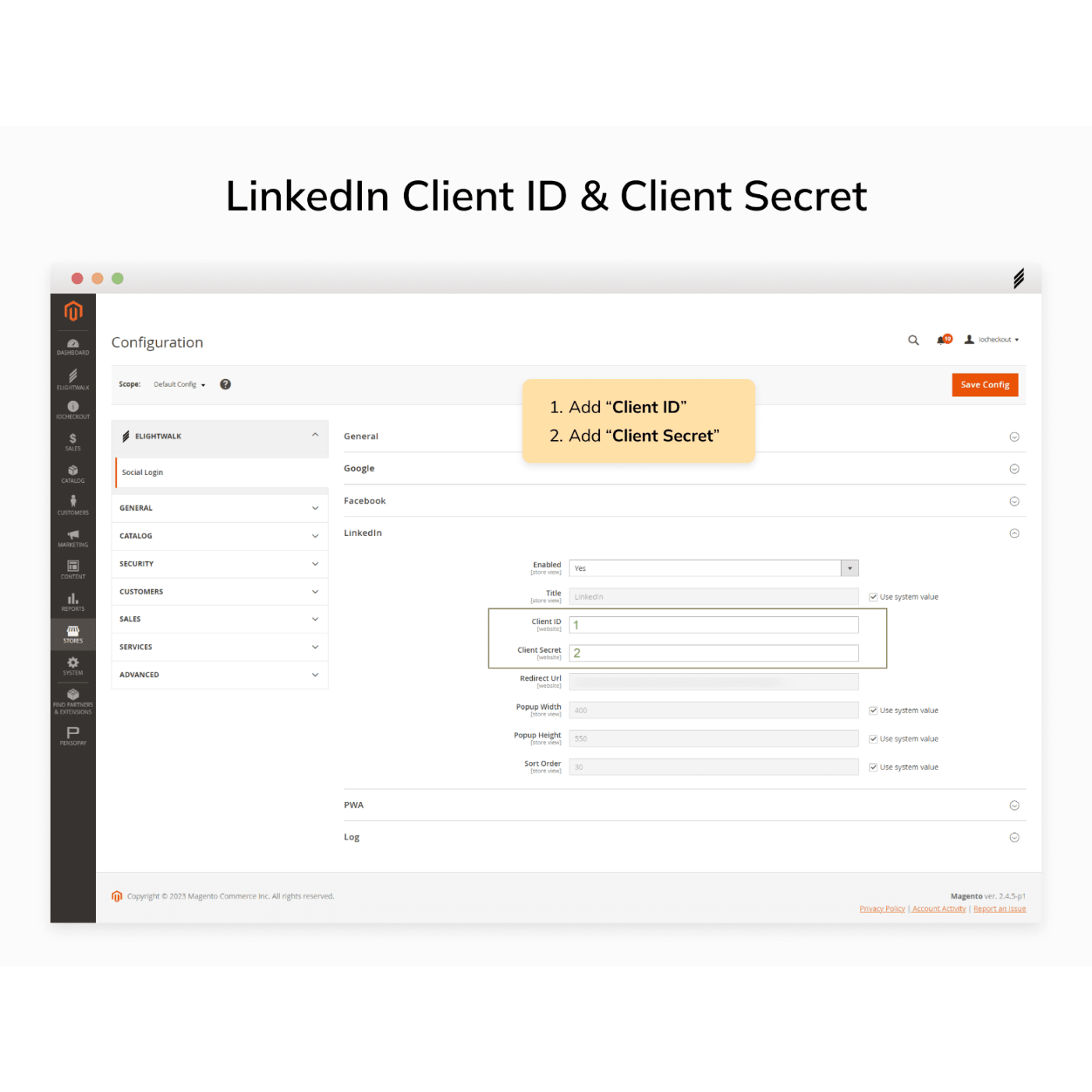 Magento Linkedin Client ID & Client Secret