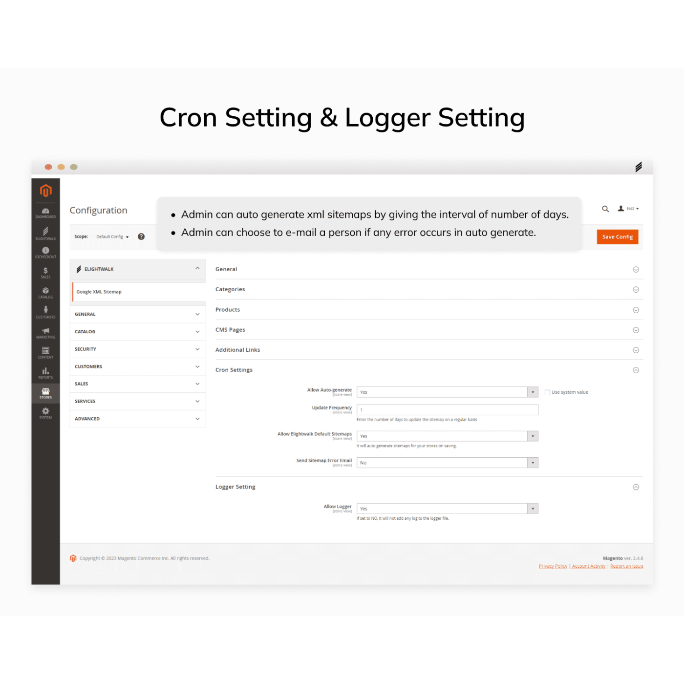 Magento cron setting & Logger setting