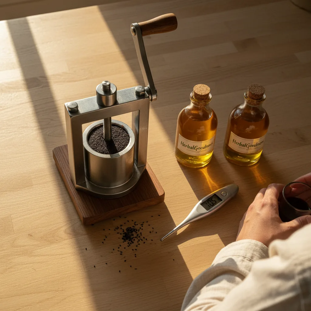 cold pressed black cumin oil glass dropper