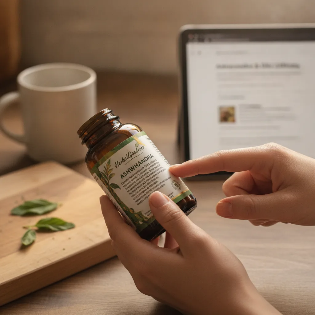 ashwagandha liquid extract bottle illustration