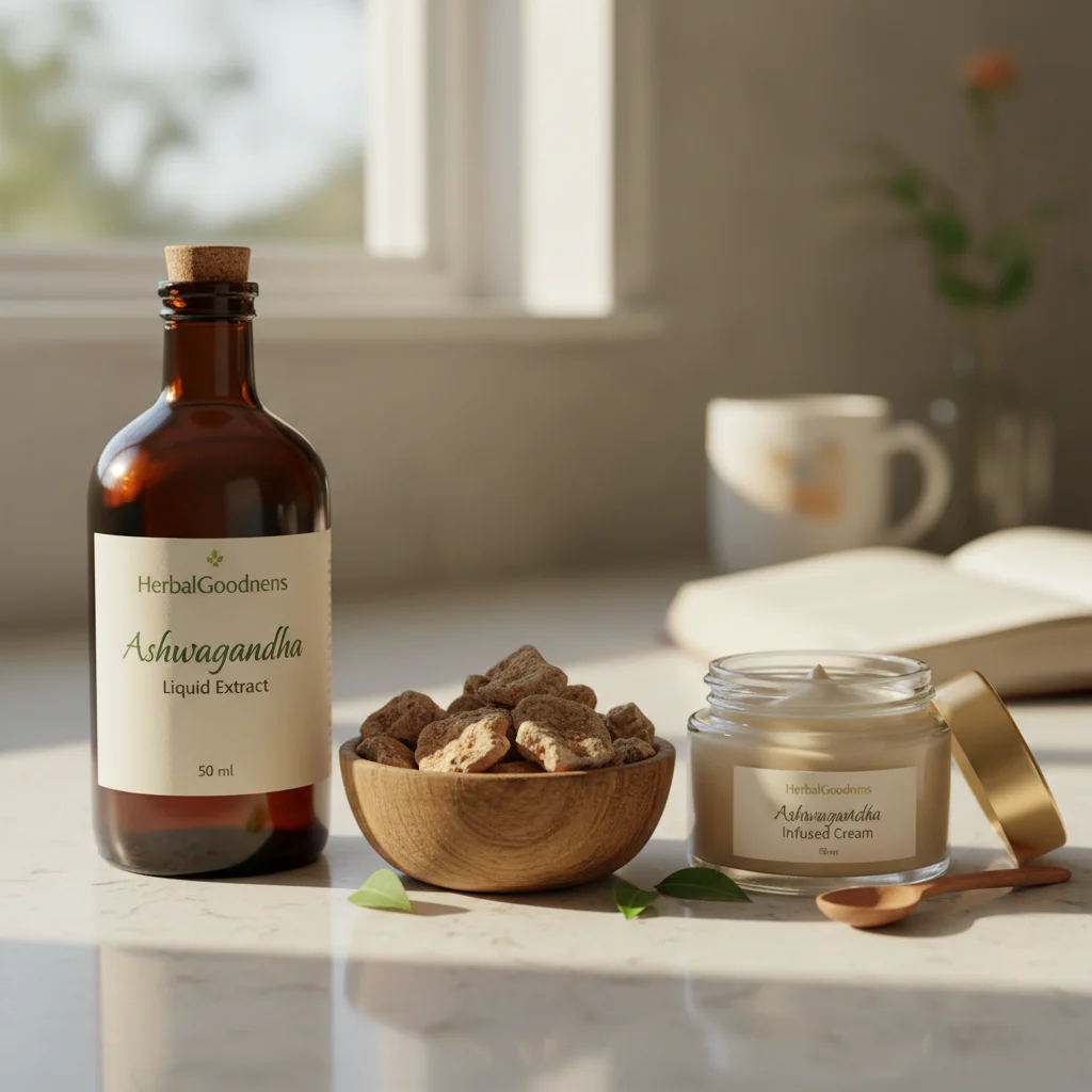 ashwagandha food skincare supplement icons