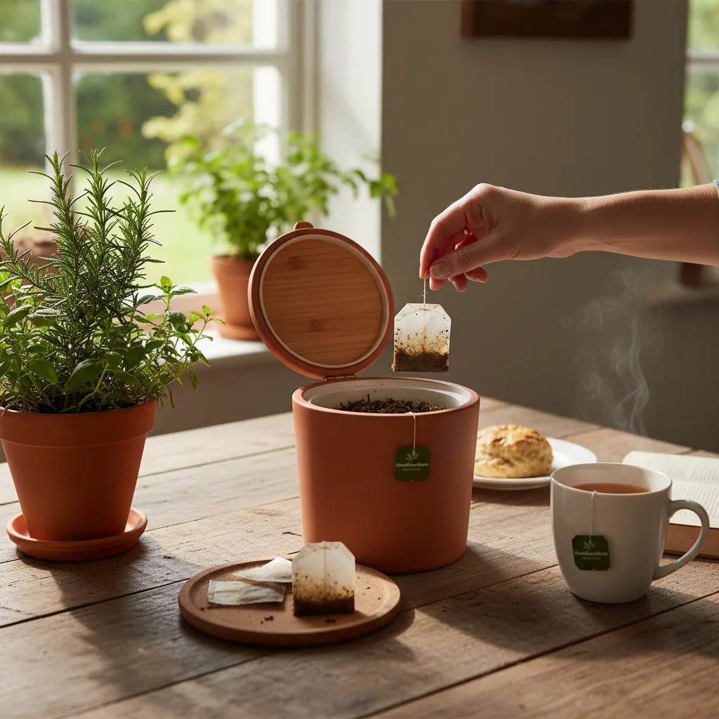 plastic free tea bags concept