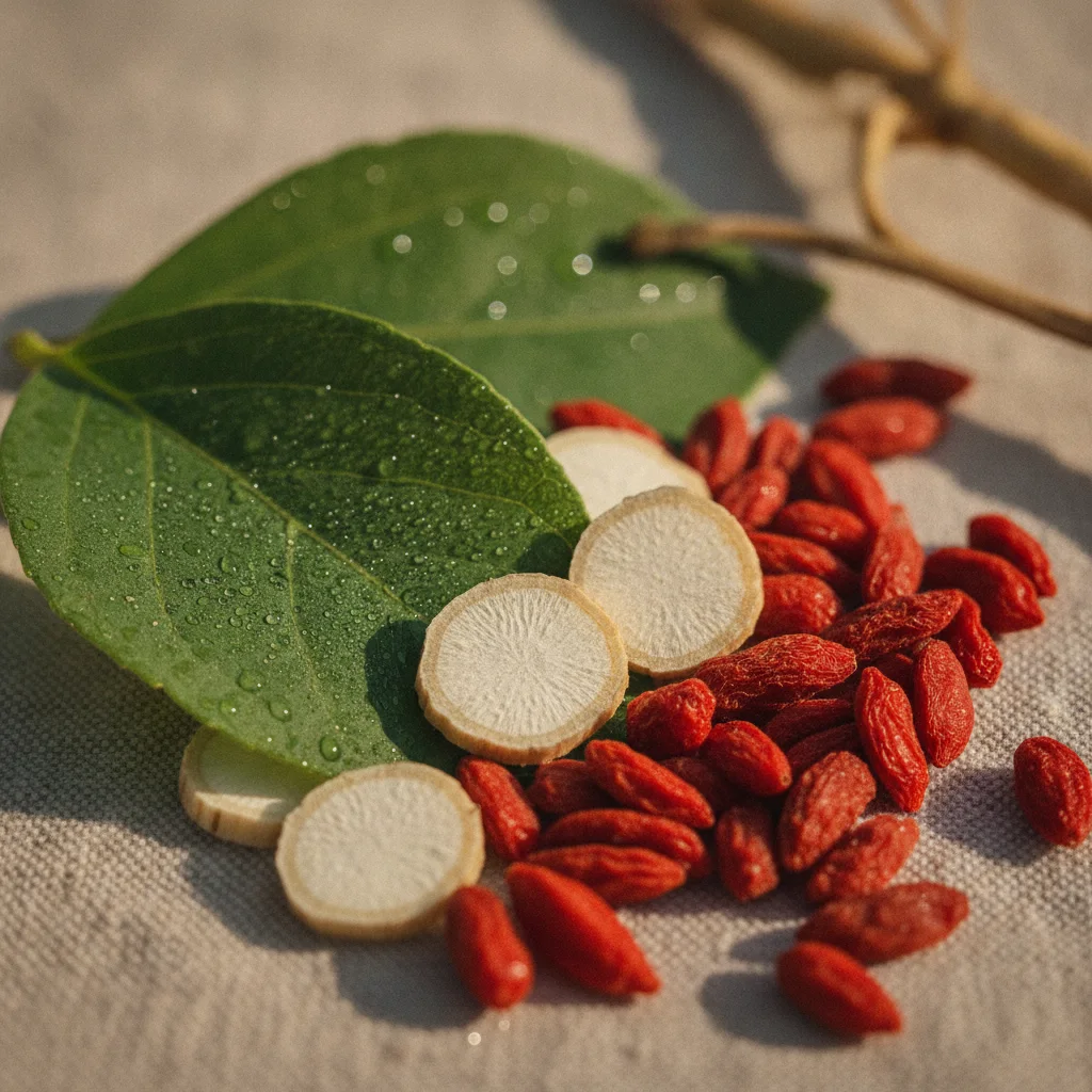 TCM herbs on table for IVF support