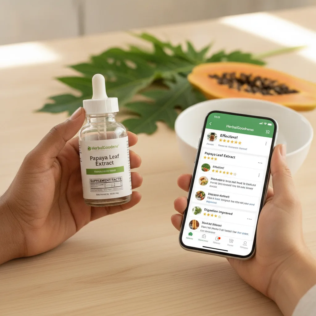 papaya leaf extract tablets on white background