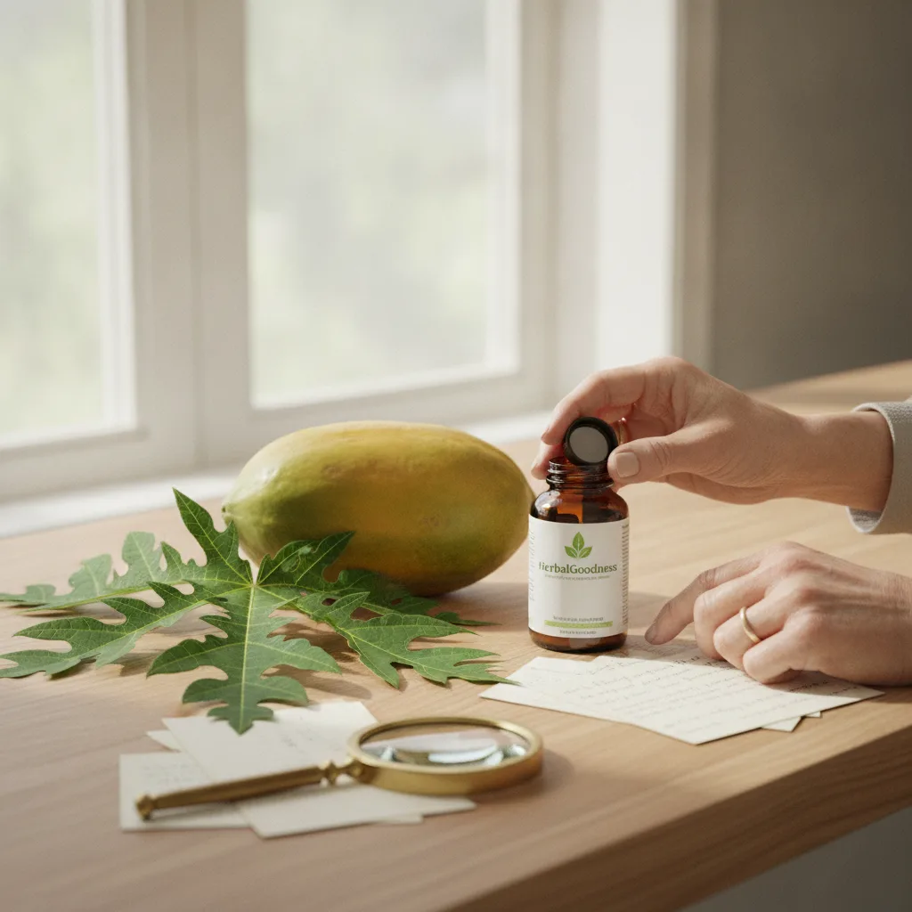 Dried papaya leaf extract and supplement capsules