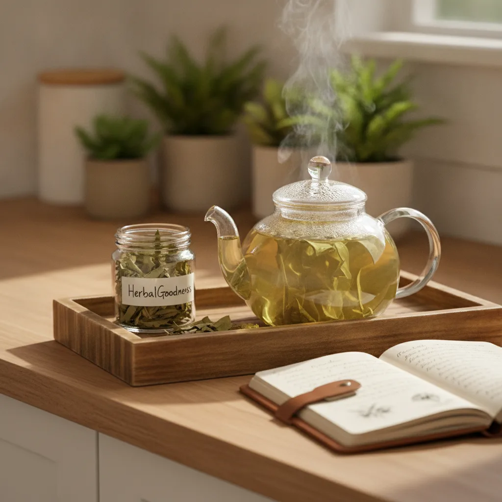 soursop tea steeping in glass