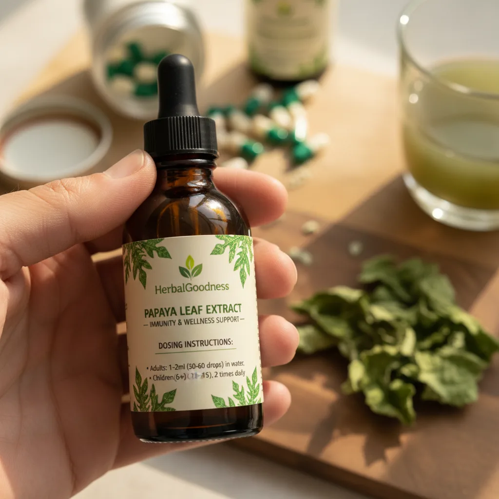 papaya leaf extract forms illustration