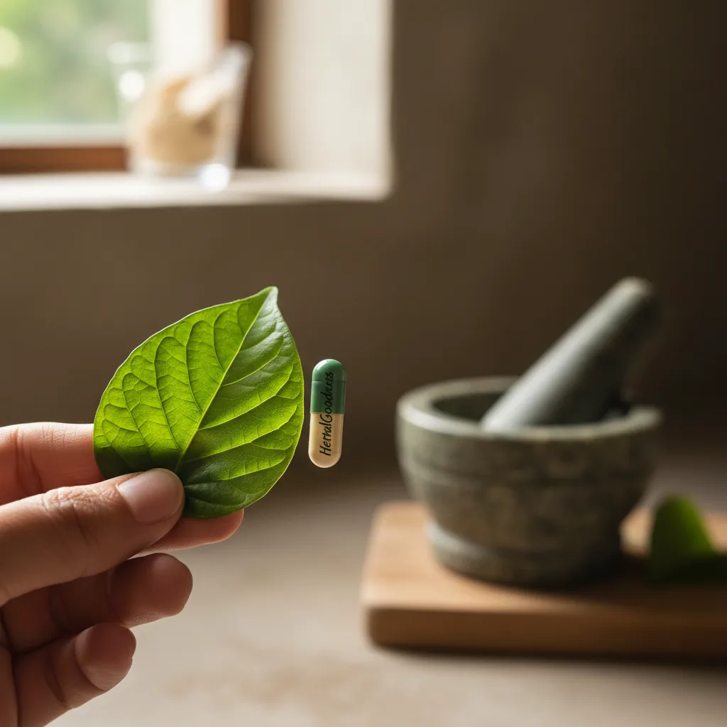 herbal tea steeping and capsules