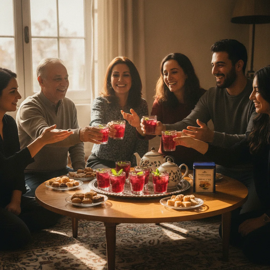 Traditional Arabic Hibiscus Tea Serving
