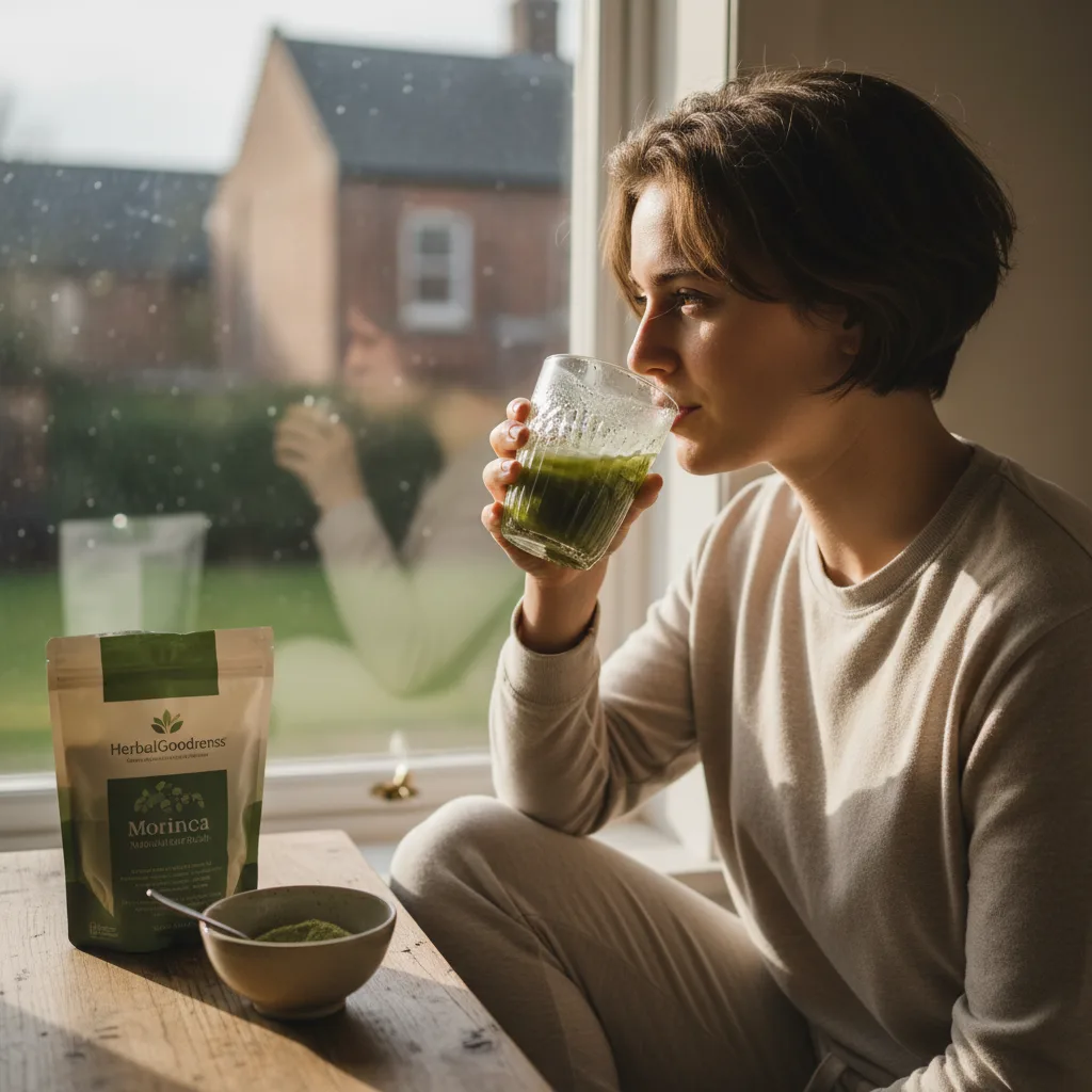 Refreshing moringa and fruit-infused drink
