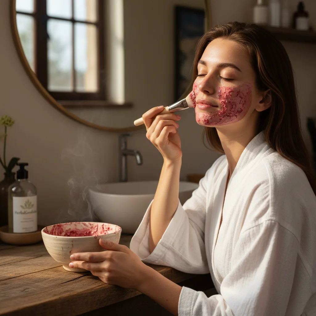 herbal mask with hibiscus and botanicals
