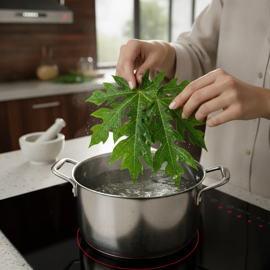 papaya leaf boiled water preparation