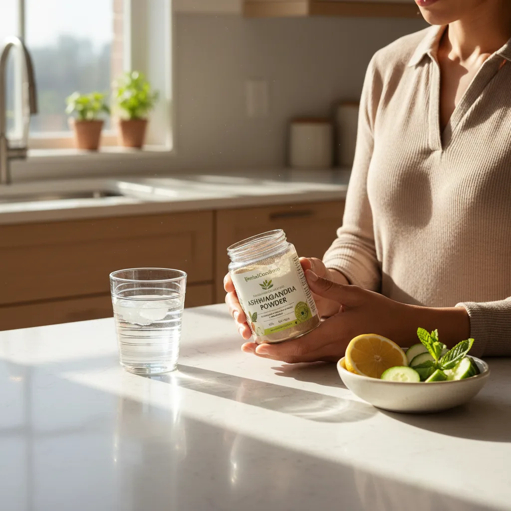 mixing herbal powder in water