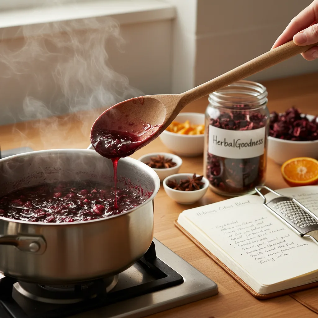 colorful hibiscus tea presentation