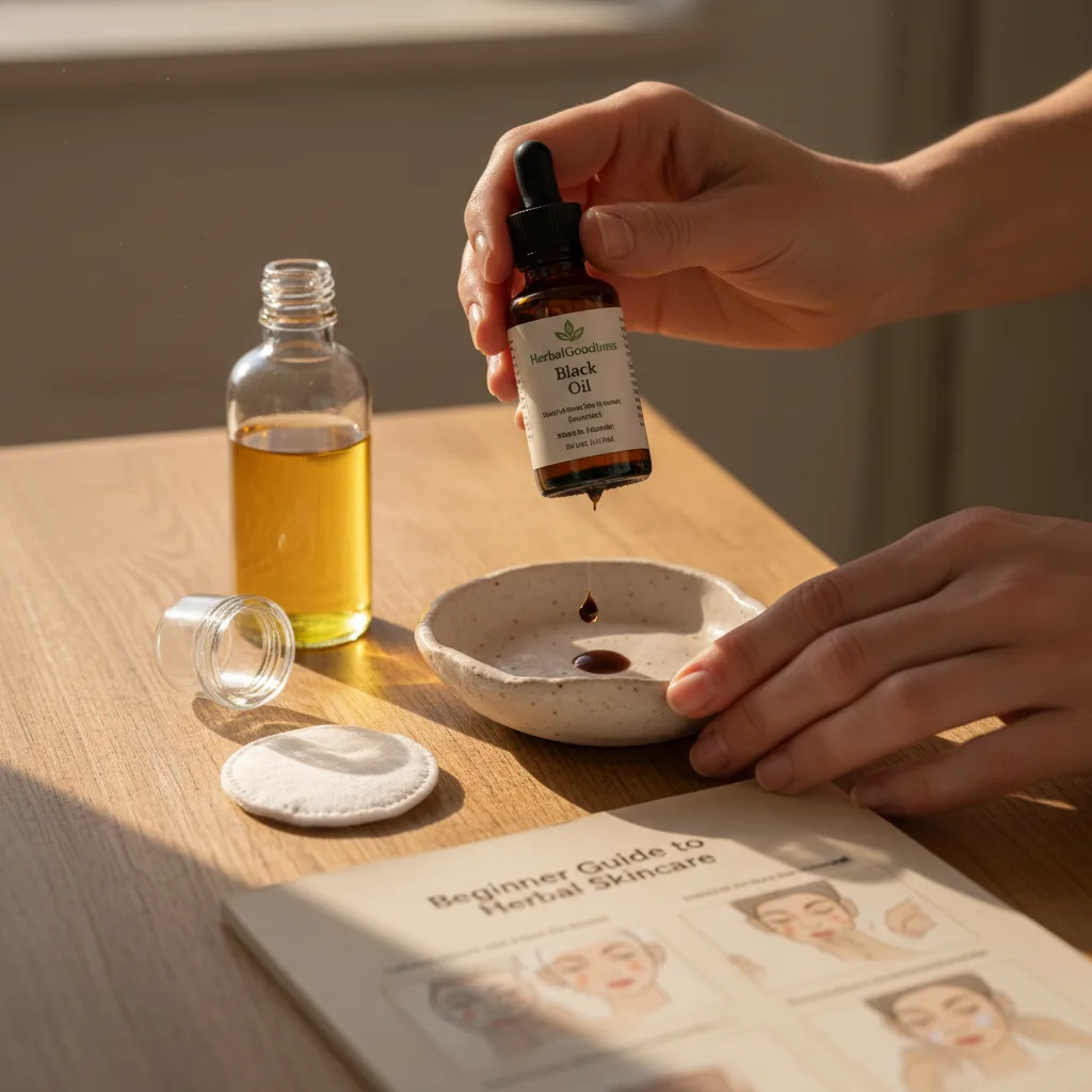 woman applying oil on face