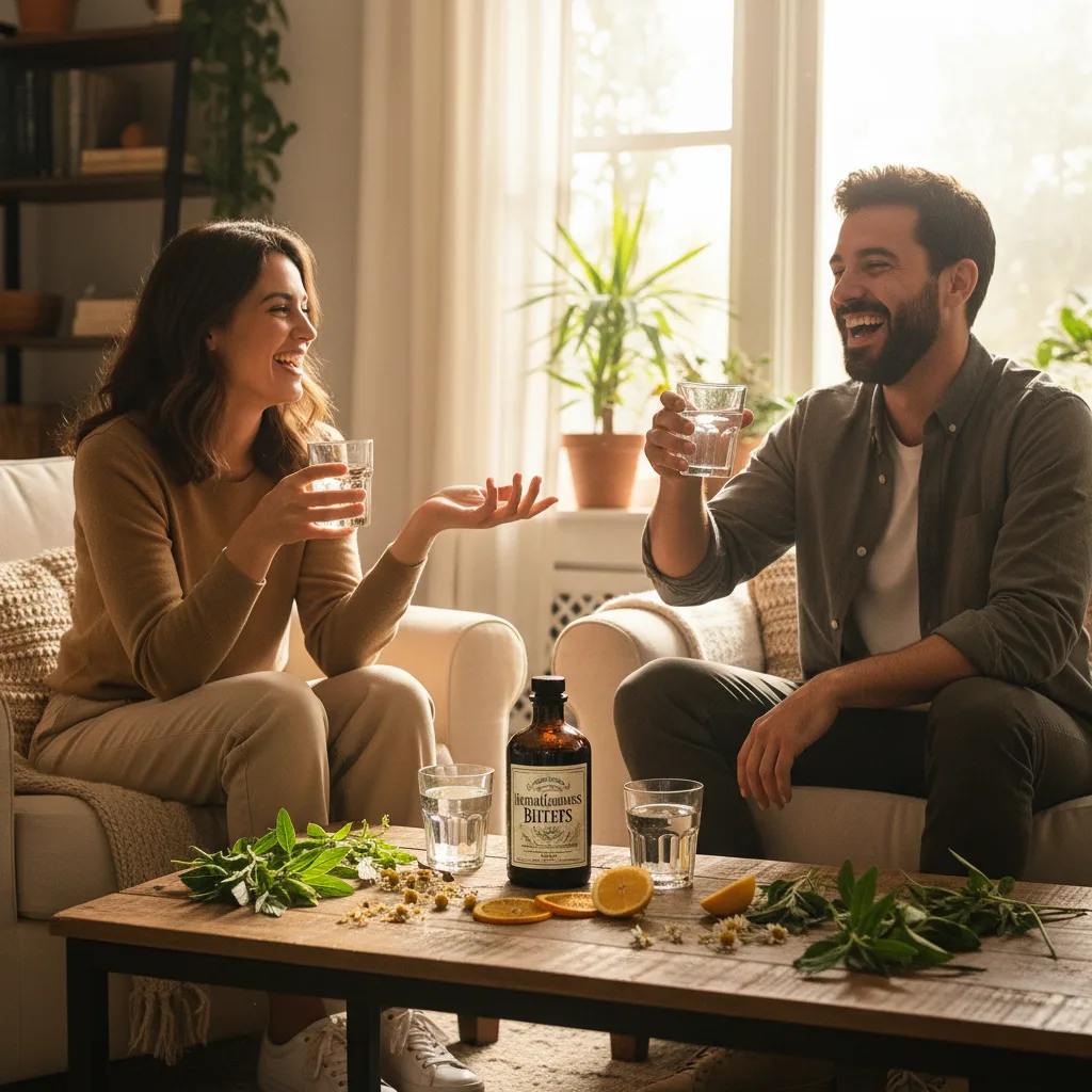 Woman enjoying herbal bitters