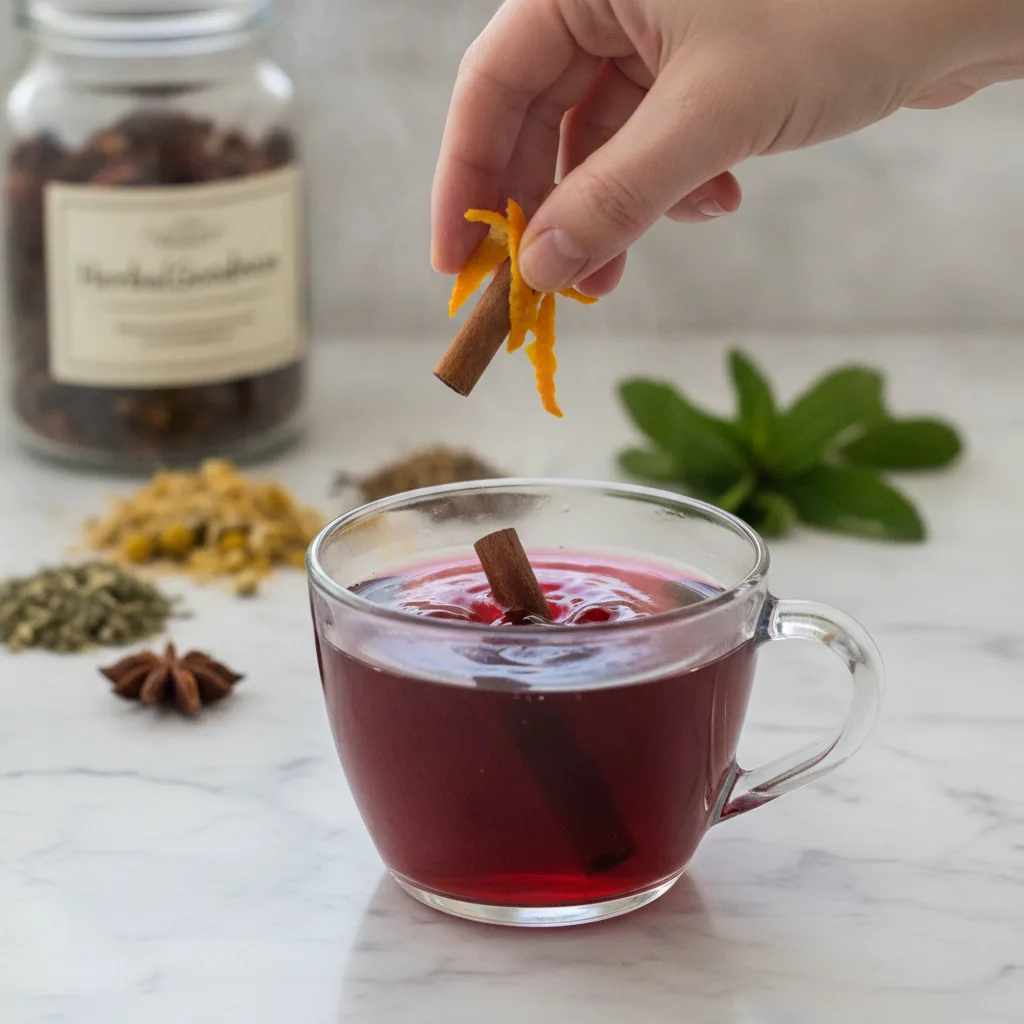 blending hibiscus tea with herbs