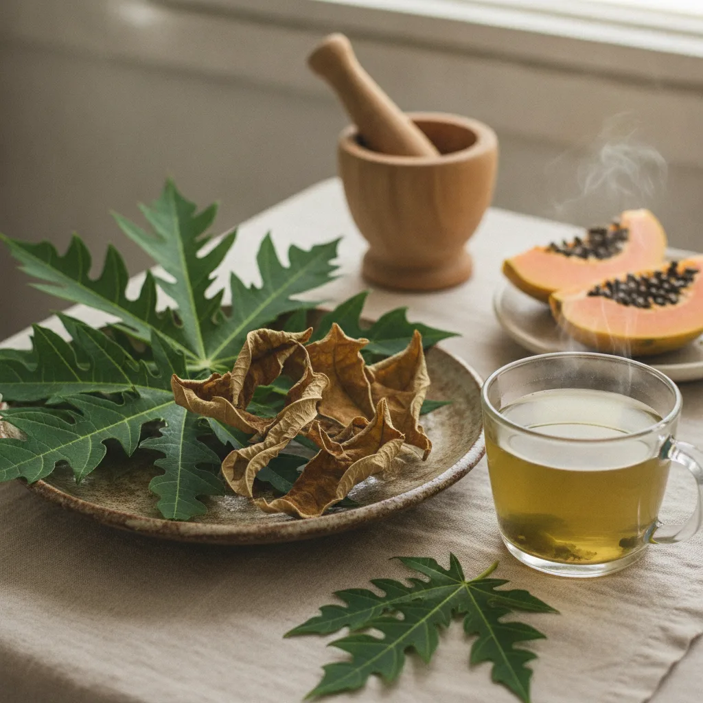 papaya-leaf-tea-steeping