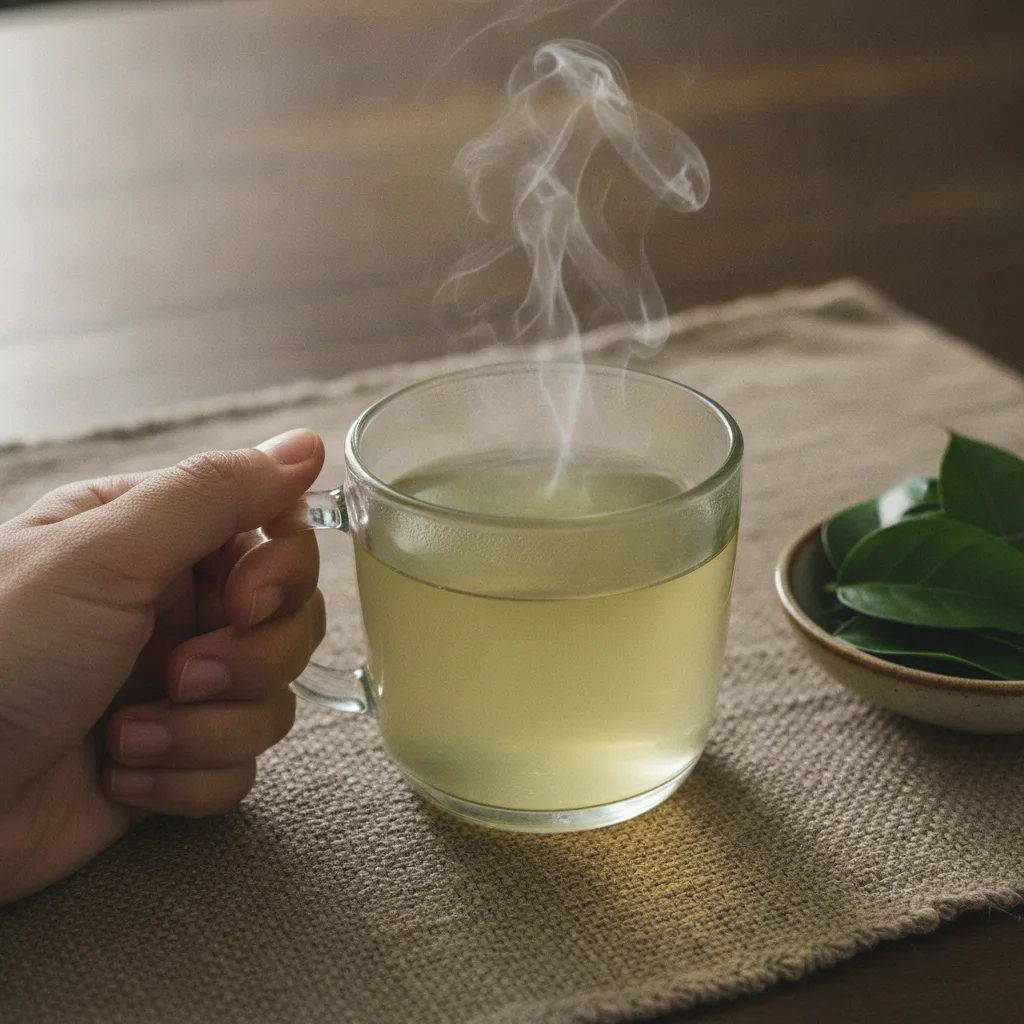 boiled soursop leaves in cup
