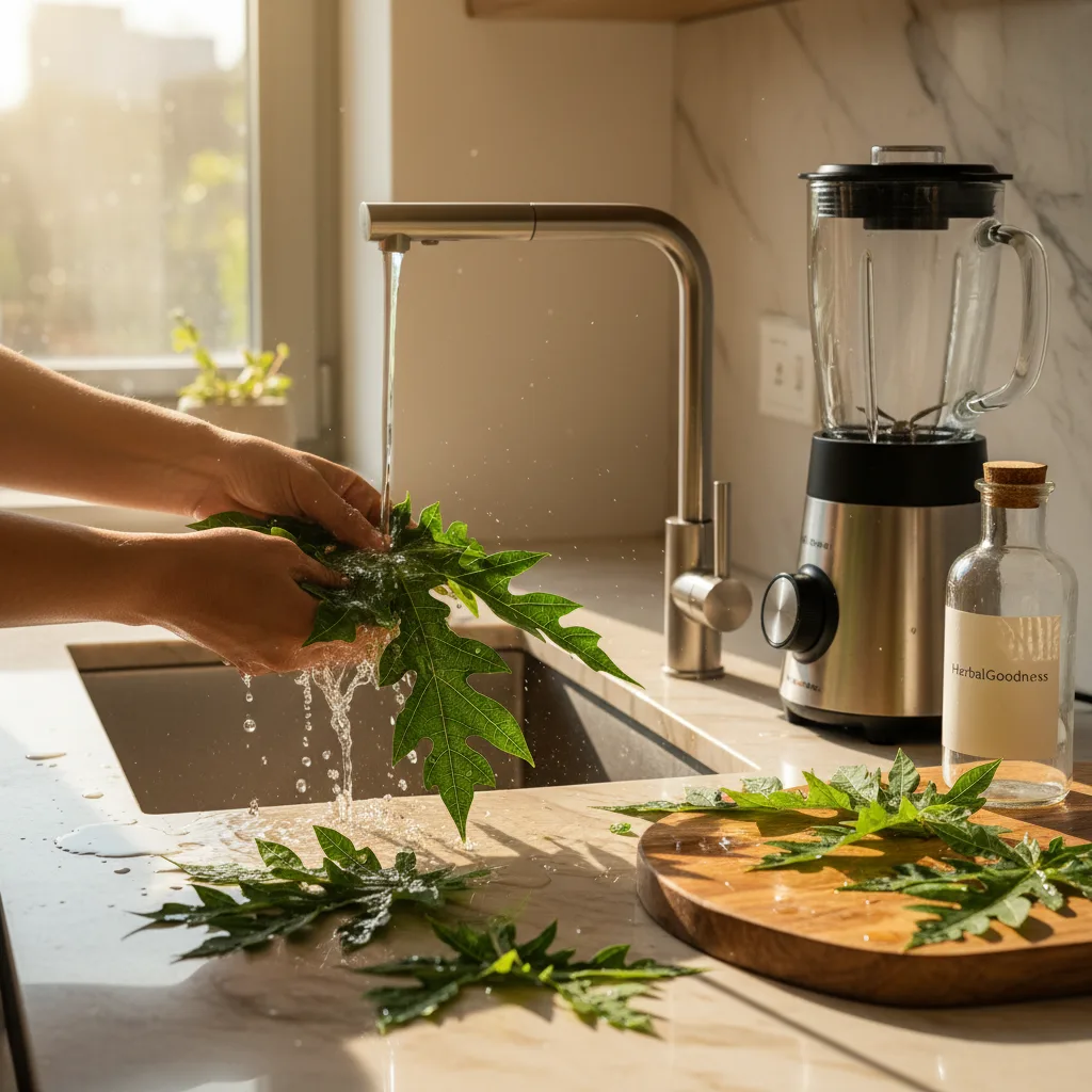 Papaya Leaf Juice Preparation