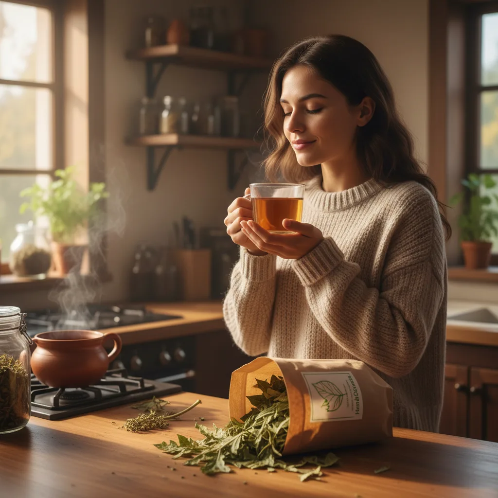 herbal papaya leaf tea cup served