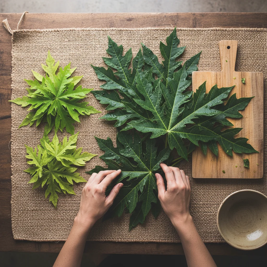 fresh papaya leaves