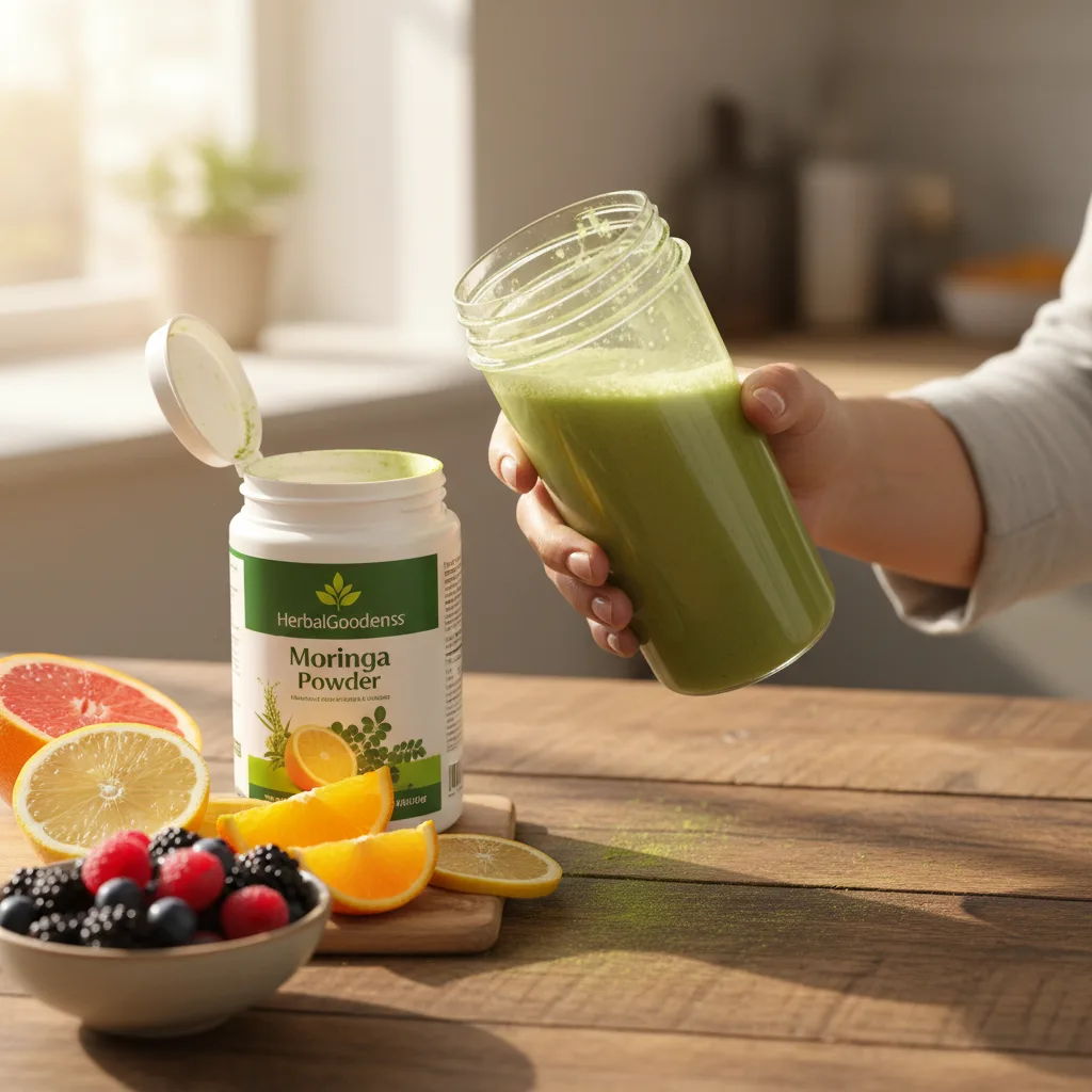 moringa powder in glass water