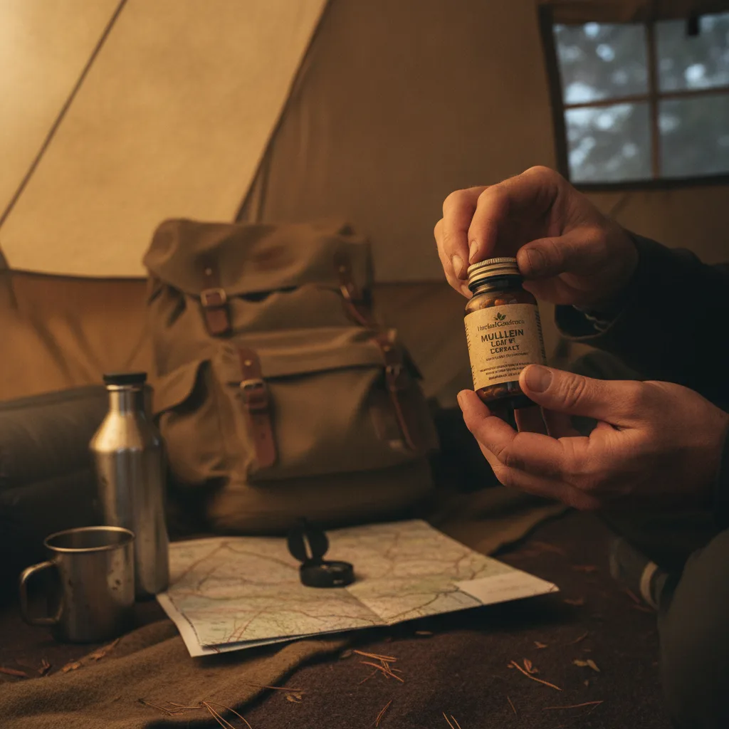 Campers using herbal supplements in the wild