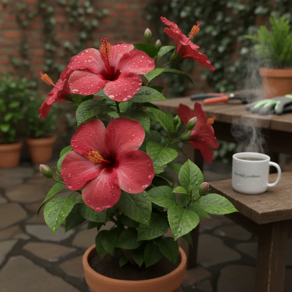 pruned hibiscus flower blooming