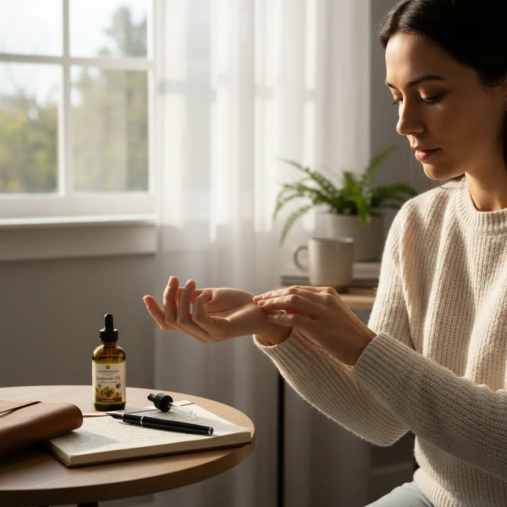 hand holding liquid herbal supplement