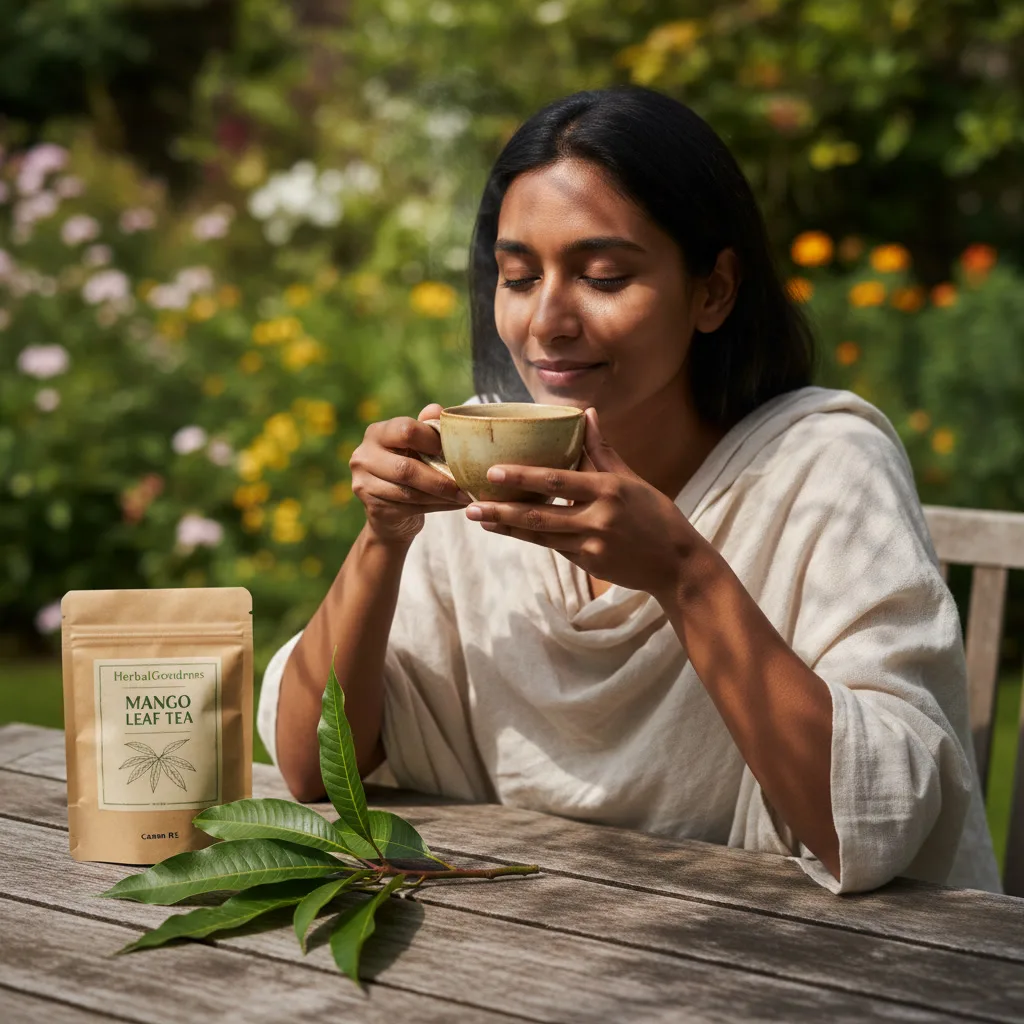 fresh mango leaves used in herbal tea