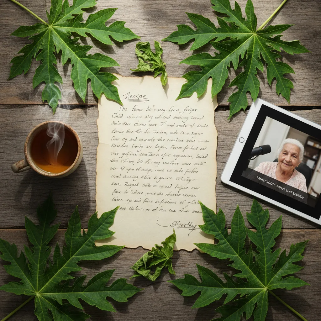 Papaya leaf tea cards and stories