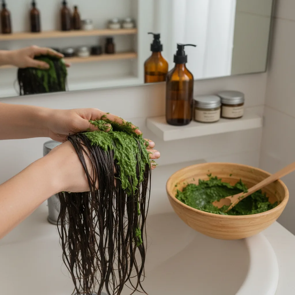 Papaya leaf rinse preparation for hair