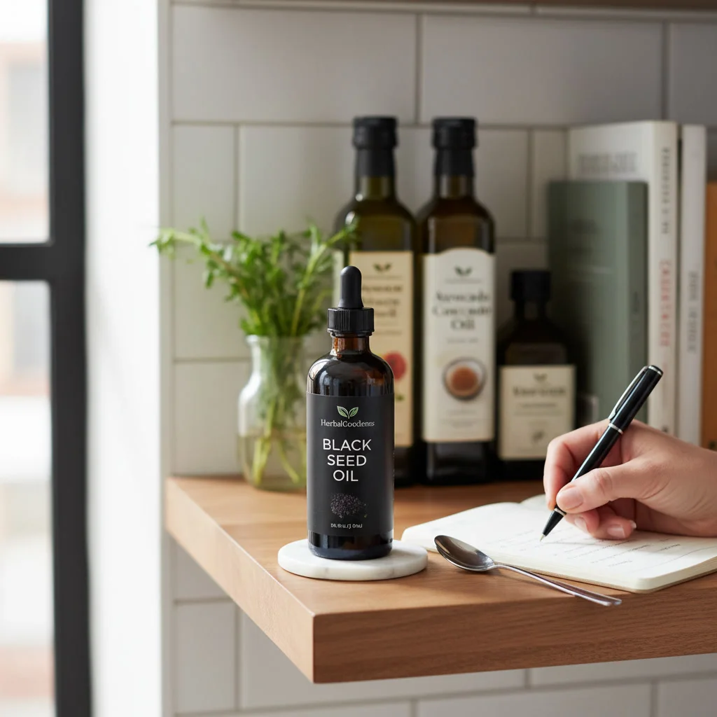 black seed oil in kitchen