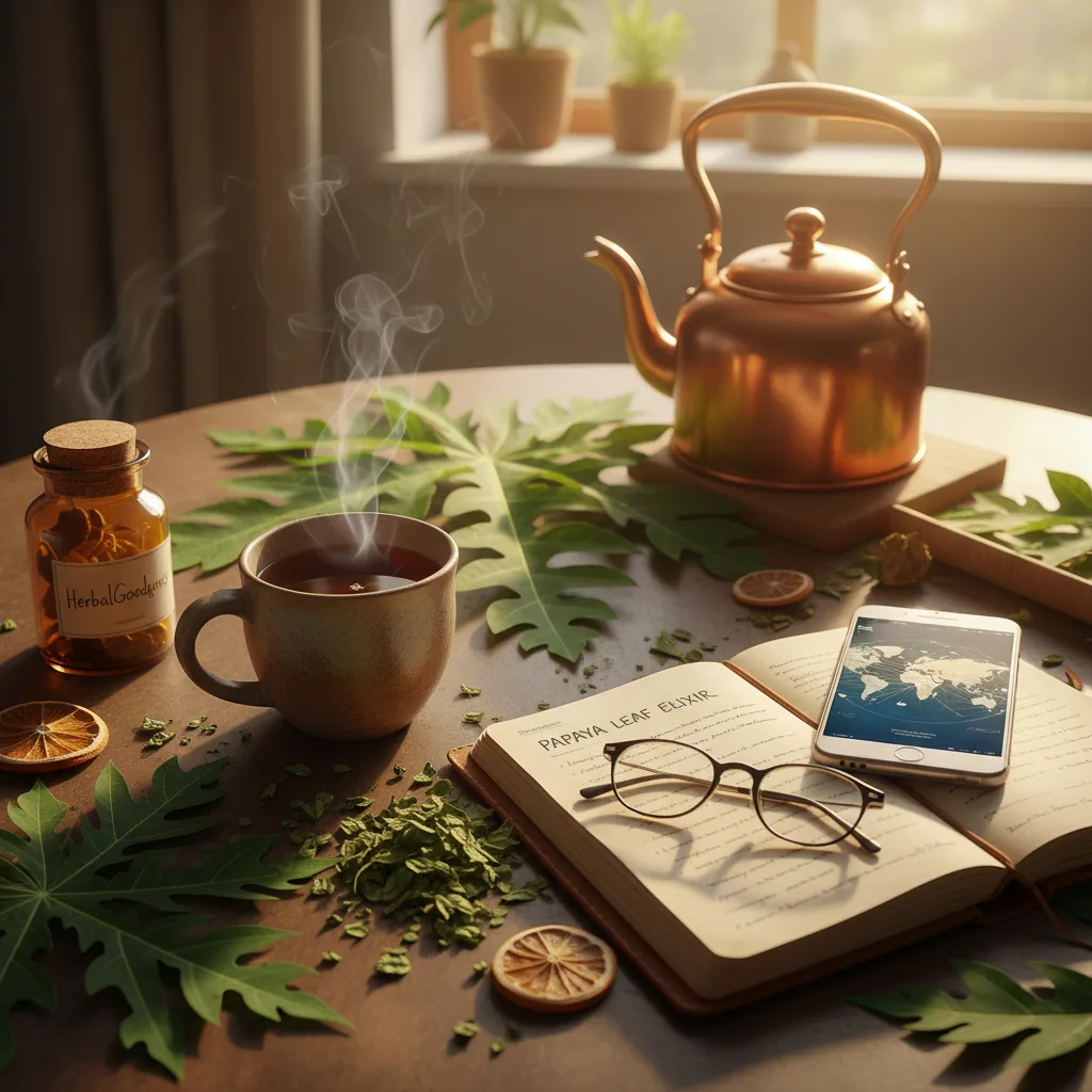 Papaya leaf tea brewed