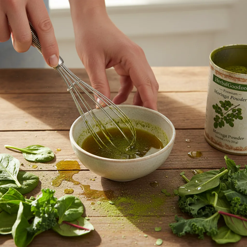 blending moringa powder