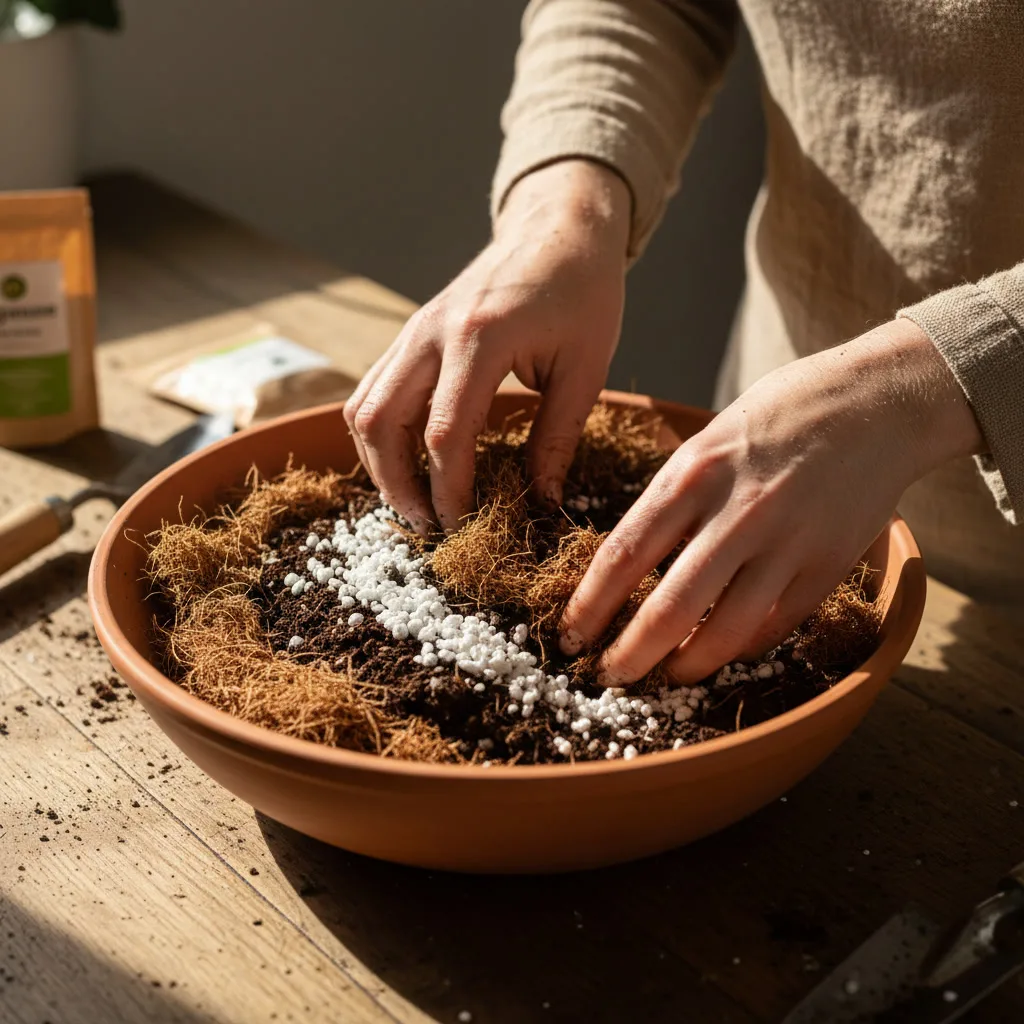 mixing-potting-soil-for-hibiscus