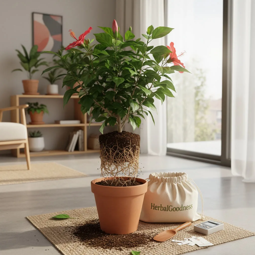 repotting-hibiscus-plant-in-container