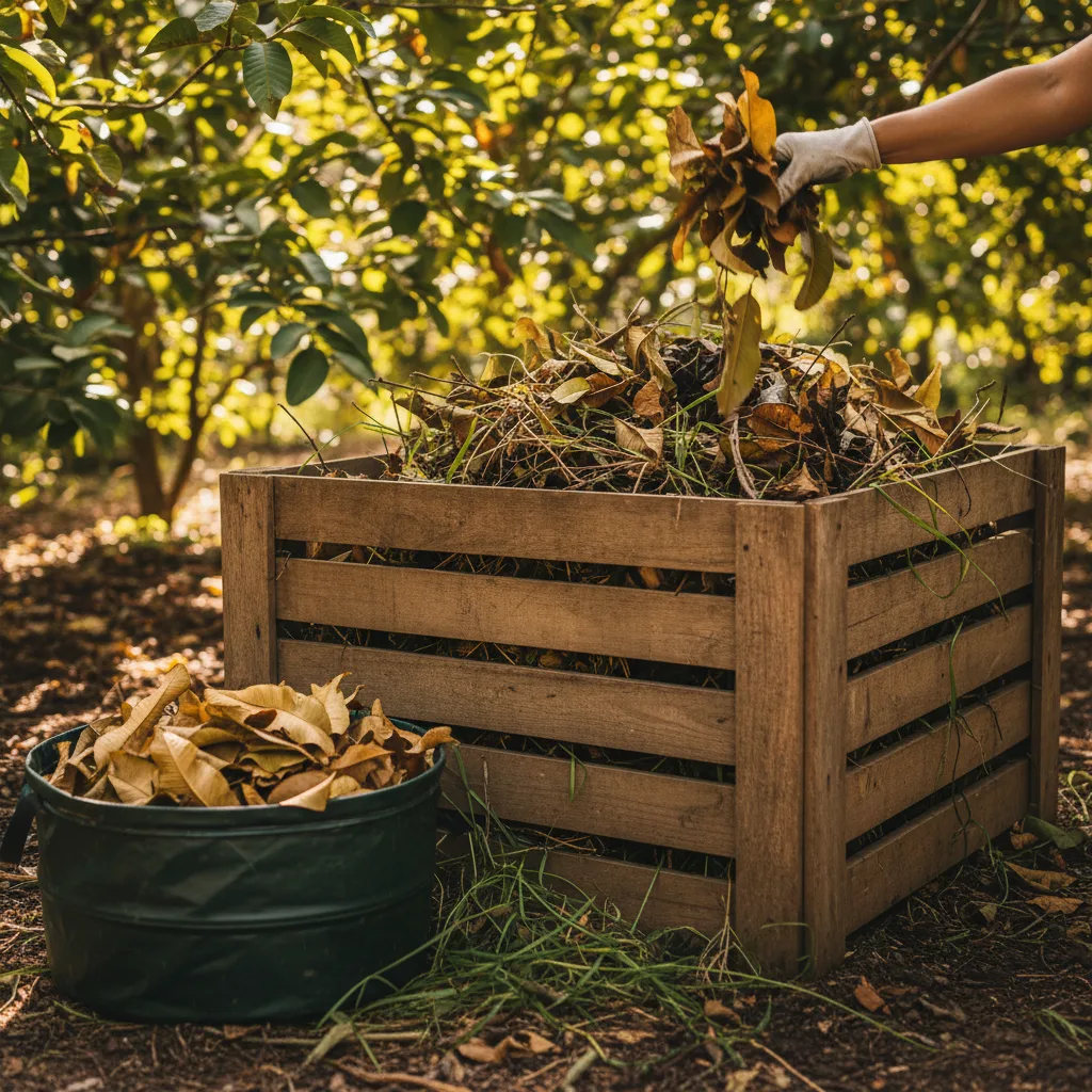 dried guava leaf mulch and compost