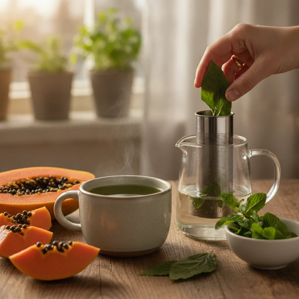 papaya_leaf_tea_brewing