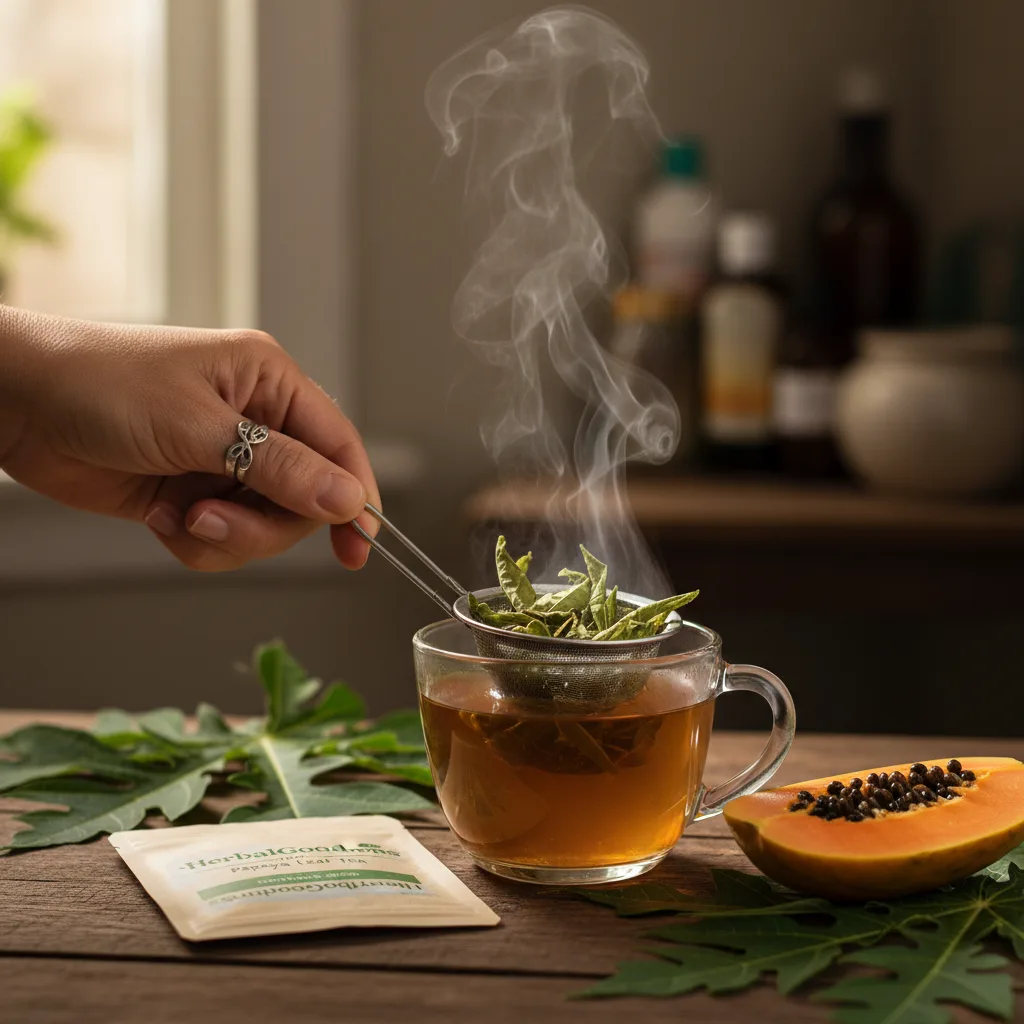 papaya leaf tea in mug