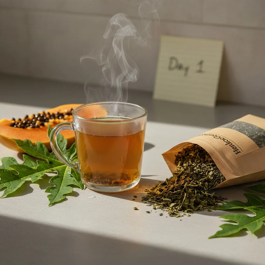 brewing papaya leaf tea