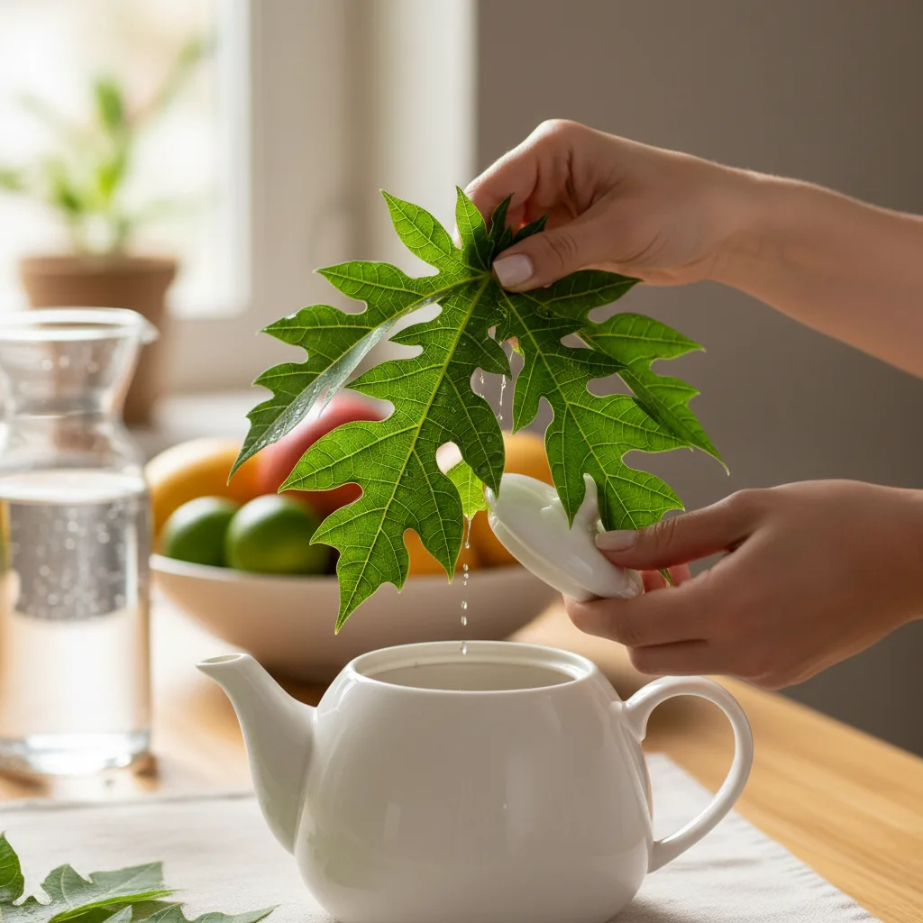 Brewing papaya leaf tea