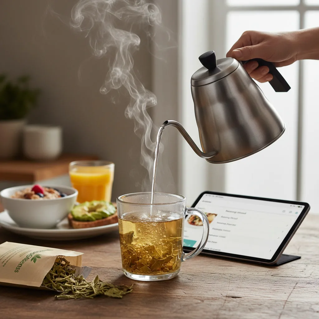 papaya leaf tea brewing