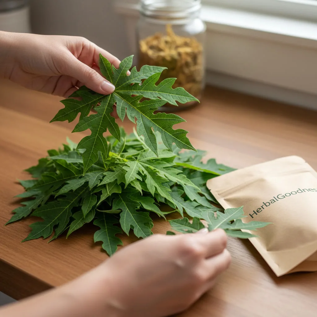 Papaya Leaf Tea Brewing Illustration