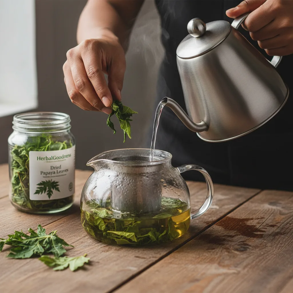 brewing-papaya-leaf-tea