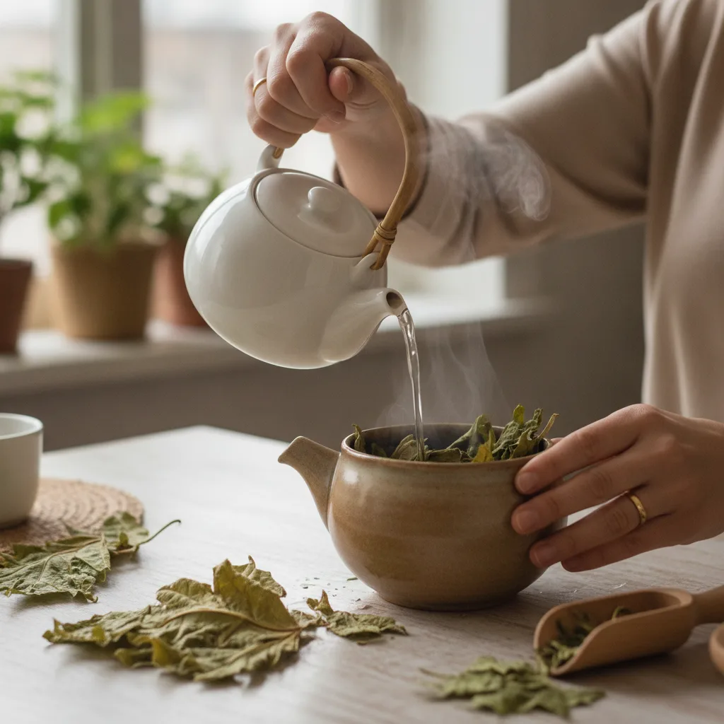 Papaya Leaf Tea Brewing